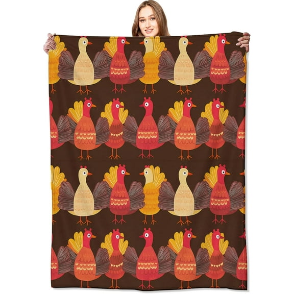 Thanksgiving Turkey Blanket Festive Autumn Throw Blankets,Gifts for Kids Girls Women,Lightweight Soft Fleece Cozy for Sofa Couch Bed Room Fall Decor 50x60in