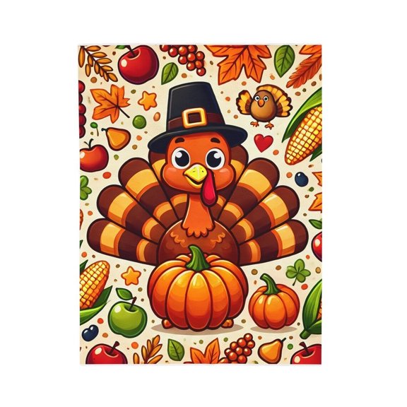 Thanksgiving Turkey Blanket – Harvest Pumpkin Design – Cozy Fall Home Decor Throw