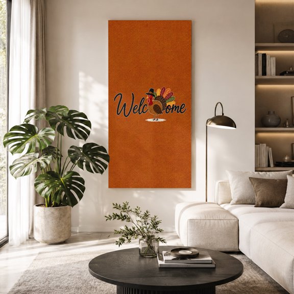 Thanksgiving Turkey Canvas Wall Art for Living Room, Welcome Fall Vintage Country Burnt Orange Poster Print Painting for Bedroom Office Home Decoration Wall Pictures Prepare To Hang 24"x48"