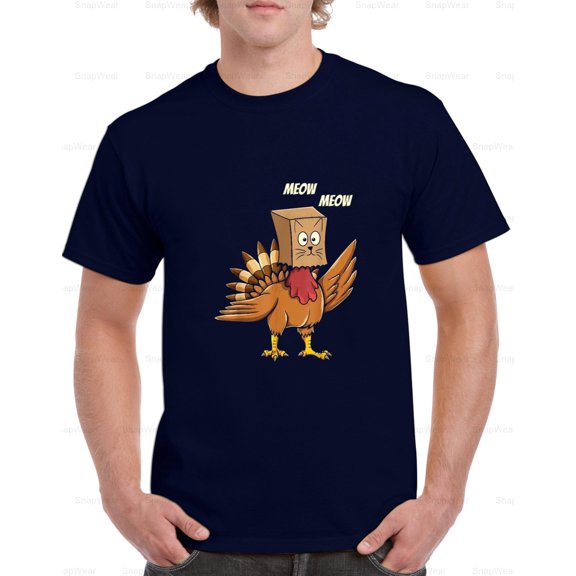 Thanksgiving Turkey Cat Meow Funny Vintage Feline Holiday Kids Humor T-Shirt, SW, Hoodie Unisex, up to 5XL
