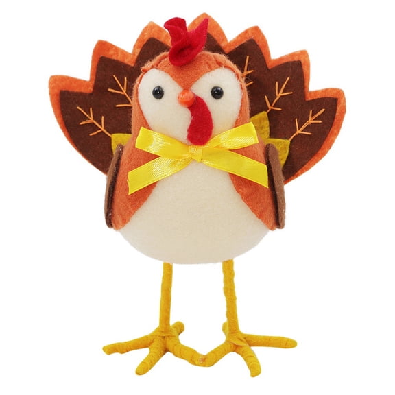 Thanksgiving Turkey Chicken Ornament, Desktop Holiday Figurine for Home Centerpiece Tabletop Shelf Mantel, Soft Polyester Foam Bird Decoration, Festive Fall Decor, Cute Holiday Decor