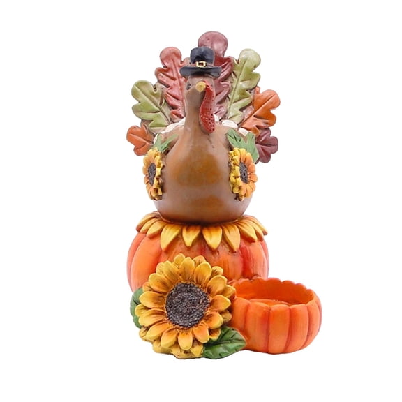 Thanksgiving Turkey Decorations with Resin Pumpkins Turkey Candy Holder Table Centerpiece Fall Decor, Thanksgiving Gifts for Fall Autumn Harvest Home Kitchen Decorations 6.3Inch