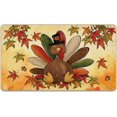 thumbnail image 1 of Thanksgiving Turkey Decorative Front Door Mat, Fall Maple Leaves Doormat Indoor Outdoor Non-Slip Floor Entryway Rug, Autumn Leaf Seasonal Farmhouse Home Kitchen Decoration 17x29 Inch, 1 of 6