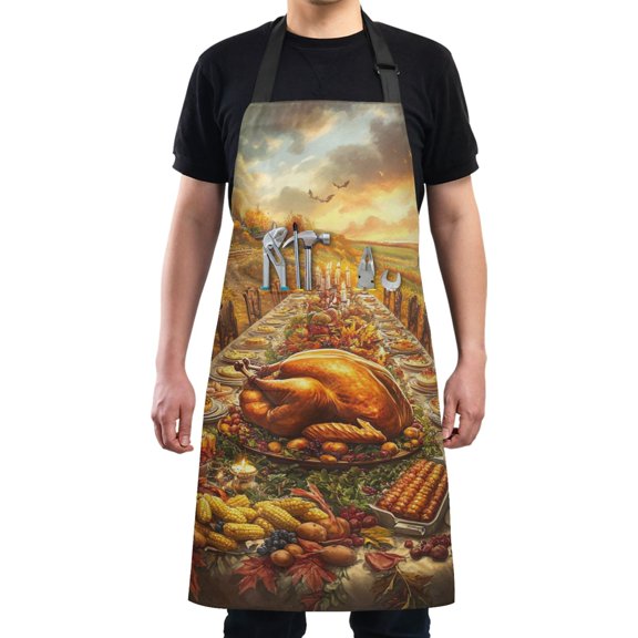 Thanksgiving Turkey Dinner Chef Kitchen Apron with Pockets for Women Waterproof Aprons for Cooking Baking