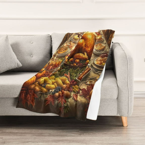 Thanksgiving Turkey Dinner Throw Blanket 60" x 90" Soft and Warm Blankets for Couch Sofa and Bed