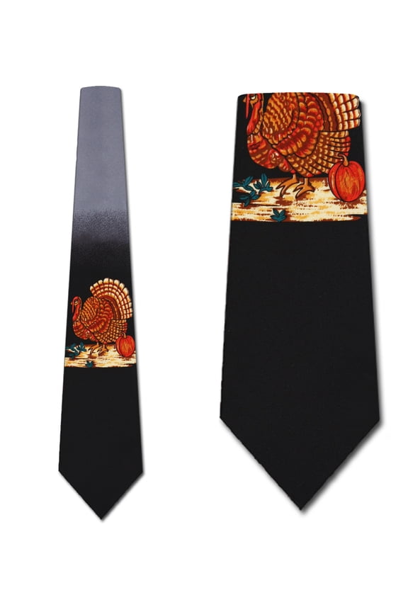 Thanksgiving Turkey Extra Long Necktie Mens Tie by