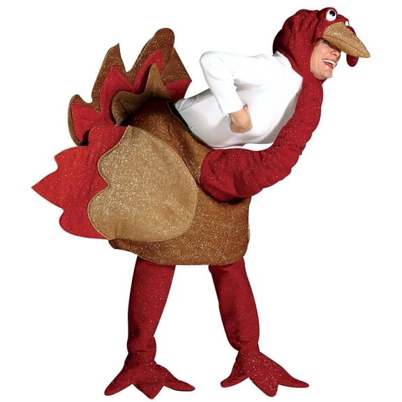 Thanksgiving Turkey Fancy-Dress Costume with Attached Wings and Tailpiece for Adults, One Size