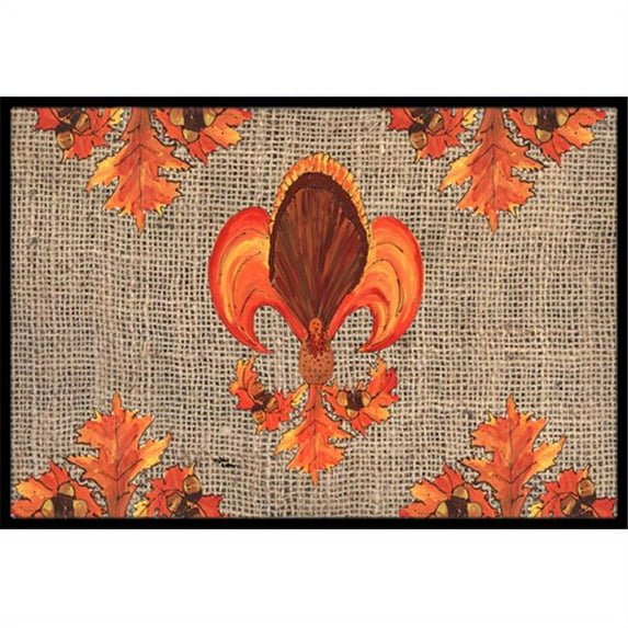 Thanksgiving Turkey Fleur De Lis Indoor Or Outdoor Doormat