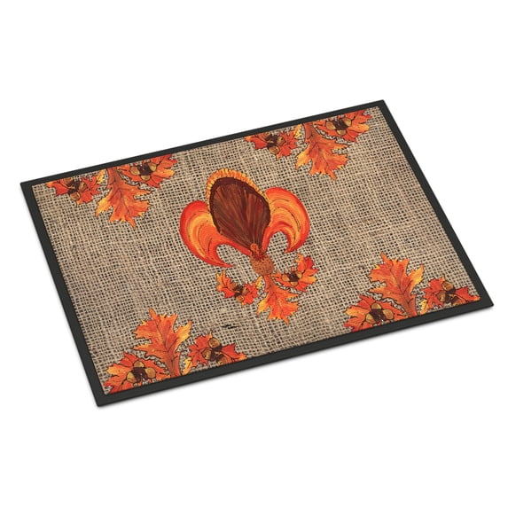 Thanksgiving Turkey Fleur de lis Door Mat Doormat