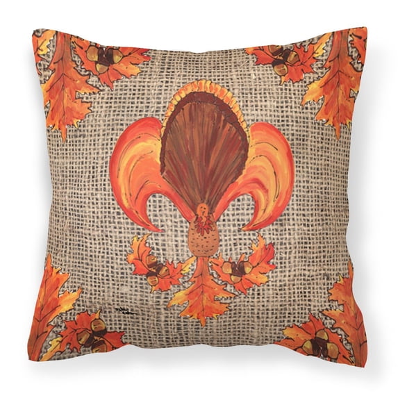 Thanksgiving Turkey Fleur de lis Fabric Decorative Pillow