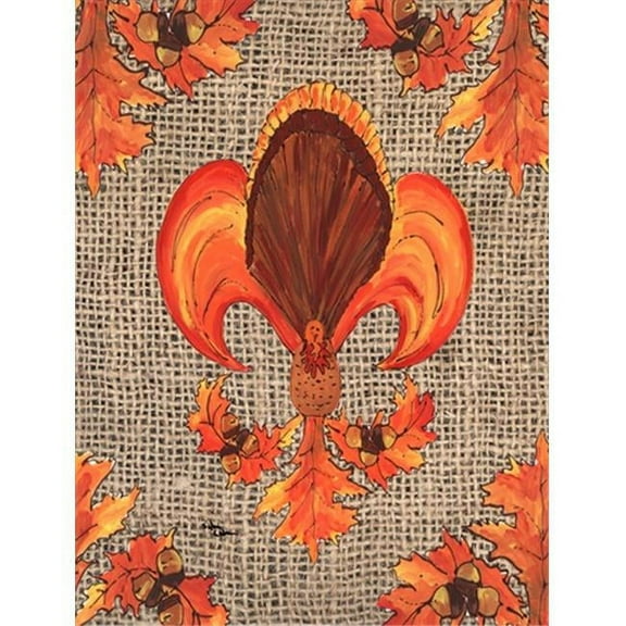Thanksgiving Turkey Fleur de lis Flag Canvas House Size