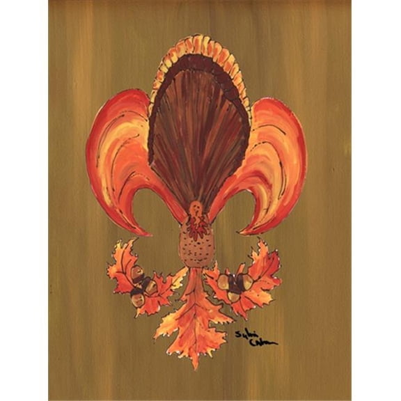 Thanksgiving Turkey Fleur de lis House Size Canvas Flag