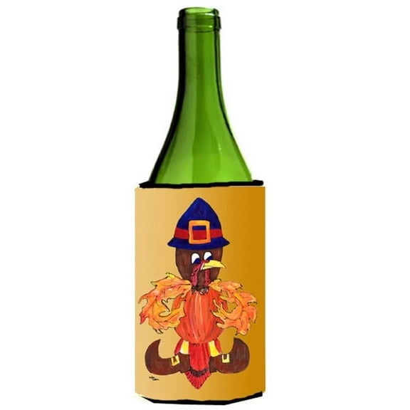Thanksgiving Turkey Fleur de lis Wine bottle sleeve Hugger 24 oz.