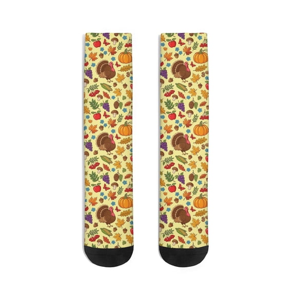 Mid Guy Thanksgiving Turkey Fruit Leaf Men's Mid-calf Crew Socks, Work Dress ...