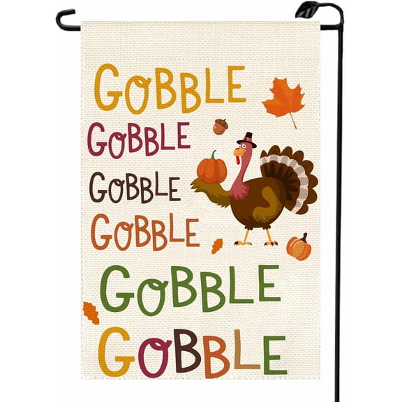 Thanksgiving Turkey Gobble Garden Flag 12.5x18 Vertical Double Sided Fall Small Flags Farmhouse Outside Decoration For Yard GE15