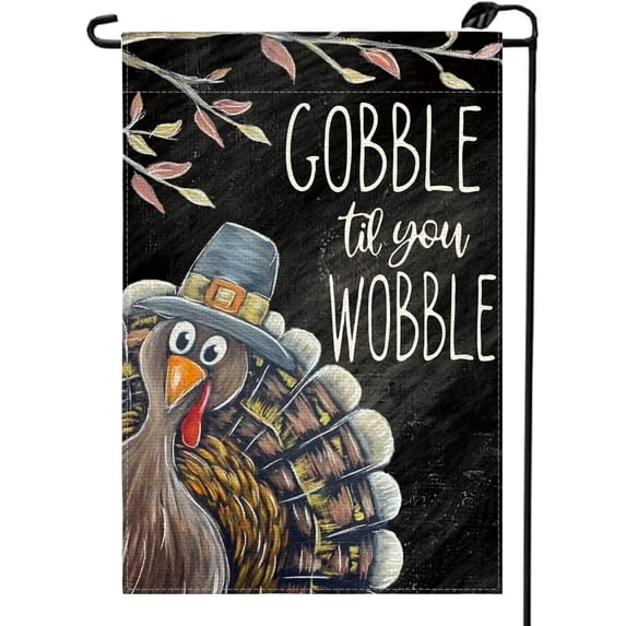 Thanksgiving Turkey Gobble Til You Wobble Garden Flag 12.5x18 Vertical Double Sided Fall Harvest Black Small Flags Farmhouse Outside Decoration For Yard GE13
