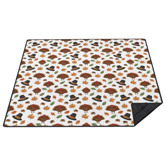 Layering Mat Thanksgiving Turkey Hat Maple Leaf Pattern Waterproof Picnic Blanket, 3 ...