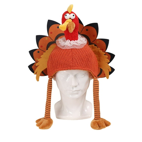 Thanksgiving Turkey Hat, Super Soft Stretch Fabric Long Legs Hat for Christmas Party clothes Decorations Fun Holiday Photo Prop(A)