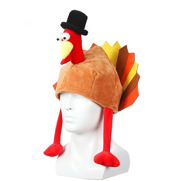 Thanksgiving Turkey Hats with Head, Legs and Tail, Funny Turkey Cap for Men Women for Holiday Party