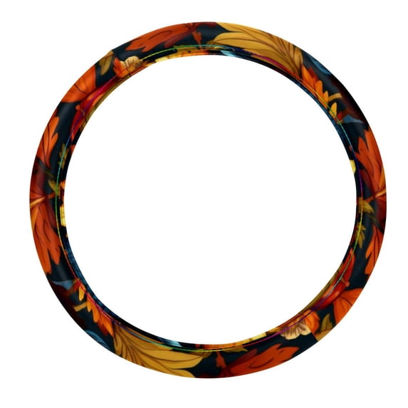 Thanksgiving Turkey Leaves 14.5 Inch Printing PVC Leather Car Wheel Cover Auto Accessories Steering Wheel Cover