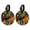 thumbnail image 1 of Thanksgiving Turkey Leaves 2pcs PU Leather Round Bag Tags with Privacy Cover and Name ID Tag - Suitcase Tags for Travel Luggage, Handbags, Backpacks, School Bags, 1 of 6