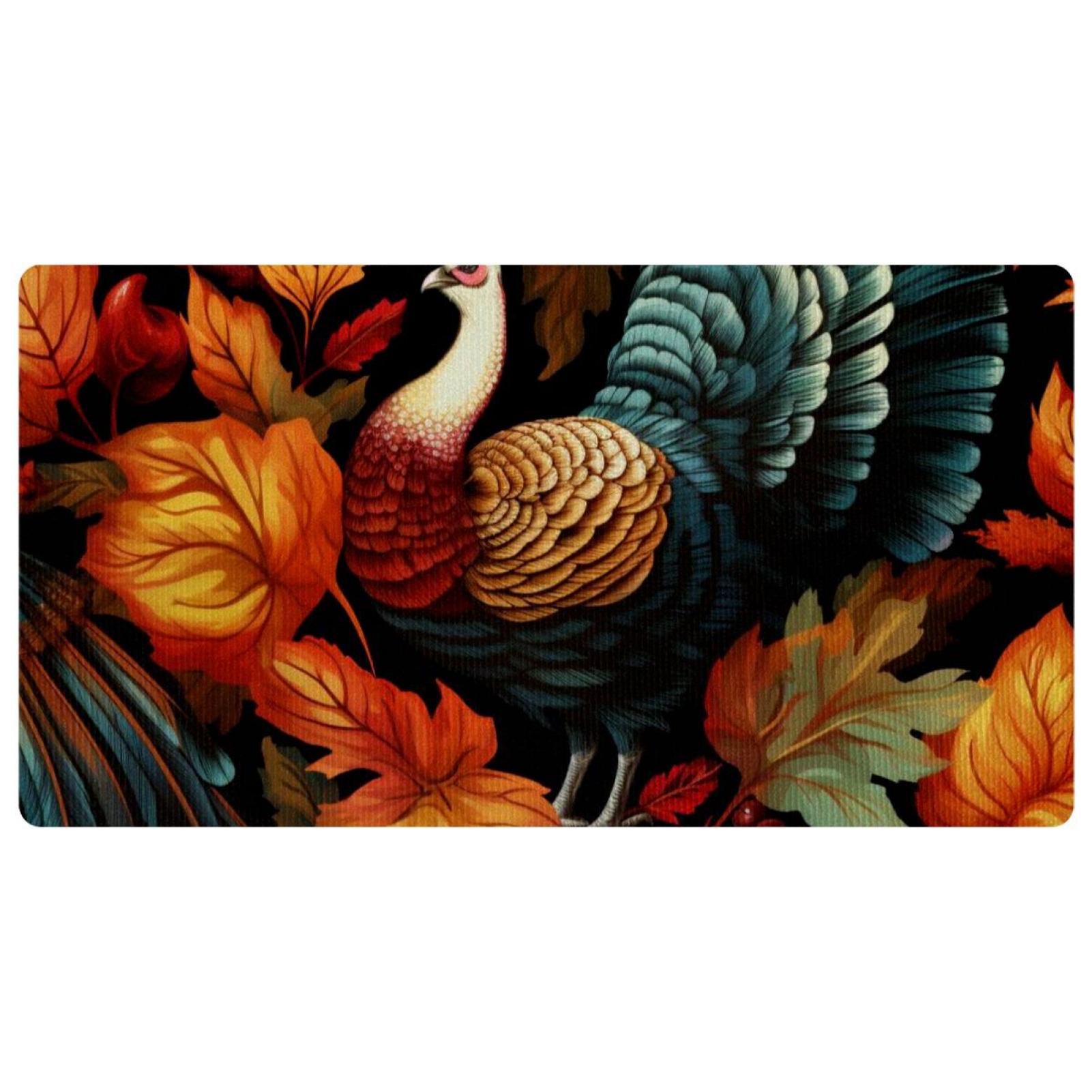 Thanksgiving Turkey Leaves Kitchen Rug, Washable Kitchen Rugs , Runner