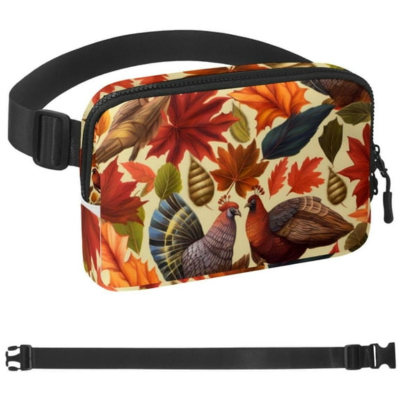 Thanksgiving Turkey Leaves Running Belt Bag,Adjustable Fanny Waist Pack Phone Holder for Walking ,Workouts, Short Hiking for Women Men