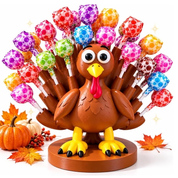 Standing Party Table Thanksgiving Turkey Lollipop Holder, 3D Printed Turkey Lollipop Stand ...