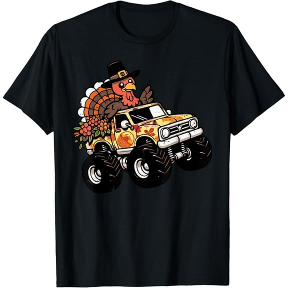 Thanksgiving Turkey Monster Truck Fall Boys s T-Shirt