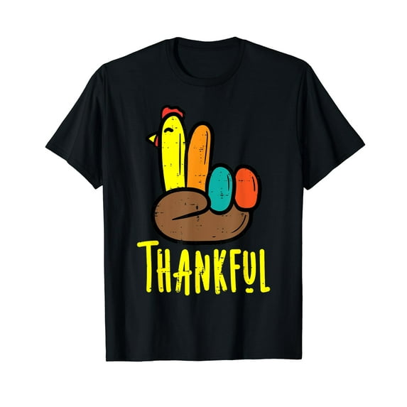 Thanksgiving Turkey Peace Hand Thankful Fall Men Women Kids T-Shirt