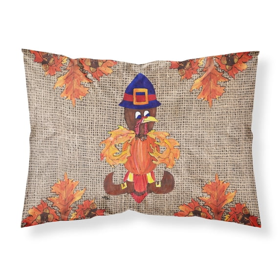 Thanksgiving Turkey Pilgram Fleur de lis Fabric Standard Pillowcase