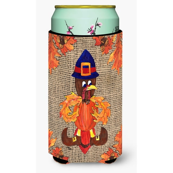 Thanksgiving Turkey Pilgram Fleur de lis Tall Boy Hugger