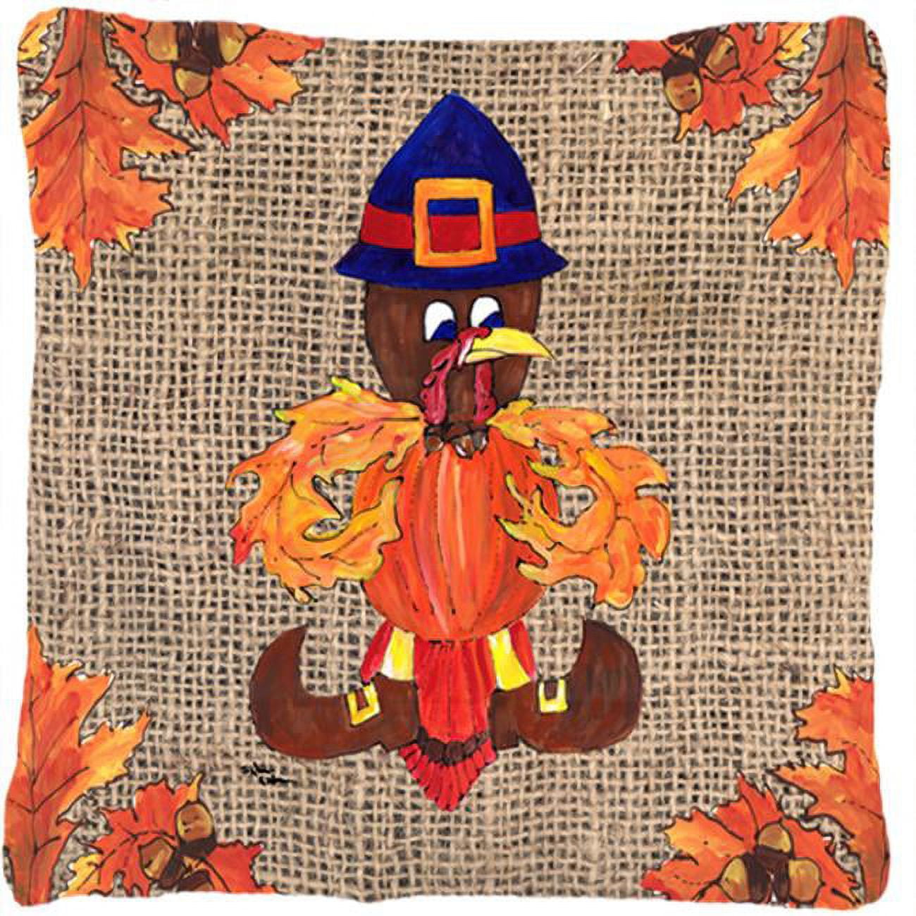 Thanksgiving Turkey Pilgrim Fleur De Lis Indoor & Outdoor Fabric Decorative Pillow