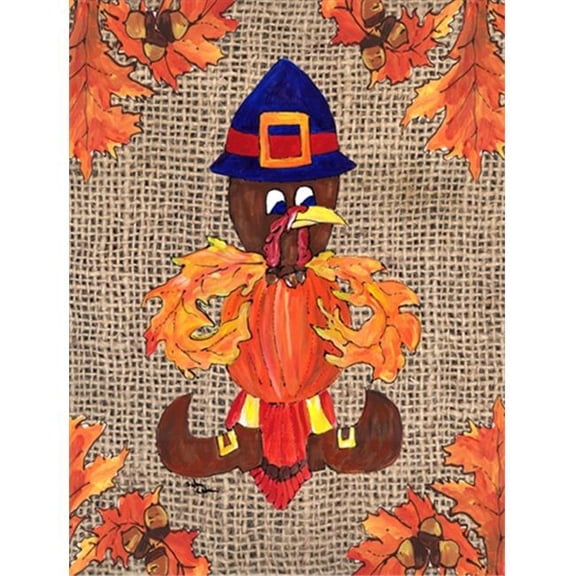 Thanksgiving Turkey Pilgrim Fleur de lis Flag Garden Size