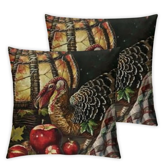 Thanksgiving Turkey Pillow Covers Inch Fall Outdoor Pillows Decor Pumpkin Sunflower Apple Grape Autumn Farmhouse Throw Pillow Cushion Case Give Thanks Thanksgiving Decorations