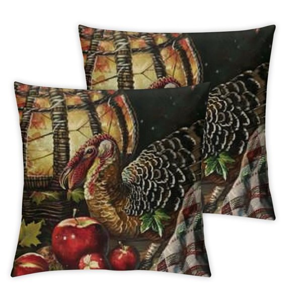 Thanksgiving Turkey Pillow Covers Inch Fall Outdoor Pillows Decor Pumpkin Sunflower Apple Grape Autumn Farmhouse Throw Pillow Cushion Case Give Thanks Thanksgiving Decorations