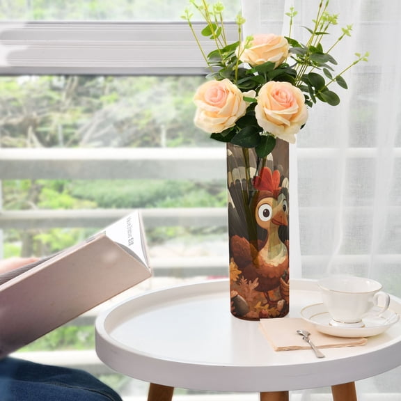 Thanksgiving Turkey Plastic Vase 11.8'' x 3.9'' Transparent Non Breakable Decorative for Family