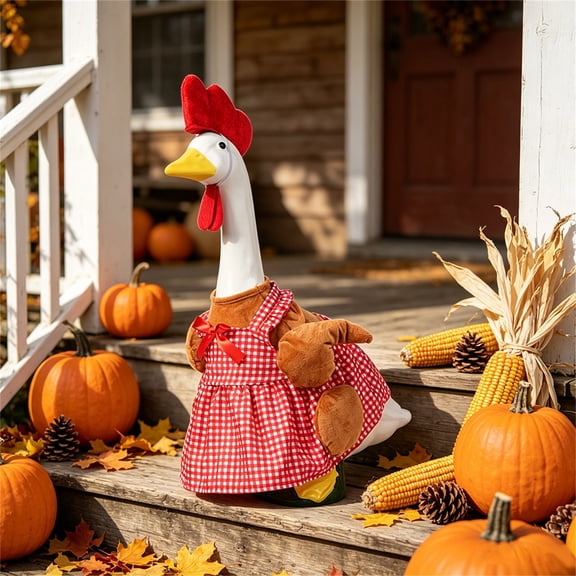 Thanksgiving Turkey Porch Goose Outfit, Fun Turkey Themed Costume Kit, Thanksgiving Animal Style Outfit Accessories Suitable for 23 Inch Large Porch Goose Statue