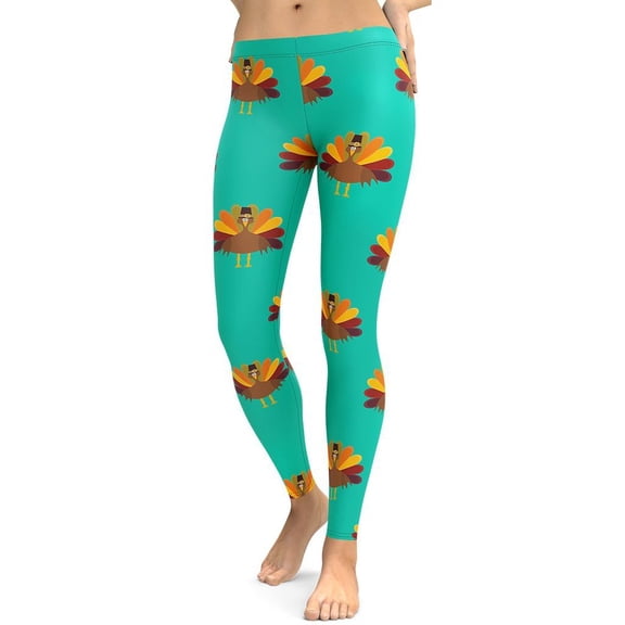 Thanksgiving Turkey Print Leggings Size: XS for Women | FIERCEPULSE