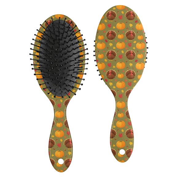 Thanksgiving Turkey Pumpkin Acorn Brush, Detangling Hair Brush, Paddle Styling Brush, Air Cushion Design Gifts for Wet Dry Hair Styling