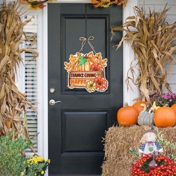 Thanksgiving Turkey Pumpkin Door Hanging Decoration, Fall Harvest Party Scene Decor for Front Door Welcome, Family Gathering Tabletop Placement, Holiday Wall Art for Seasonal Celebration Akmoler