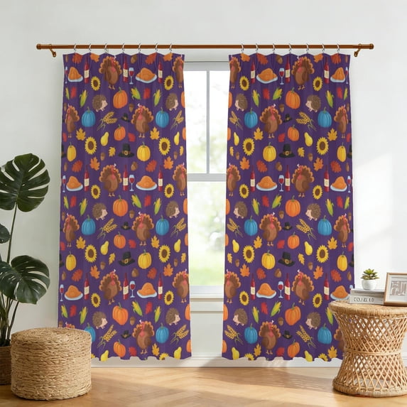 Thanksgiving Turkey Pumpkin Hedgehog Pinch Pleat Semi Sheer Linen ...