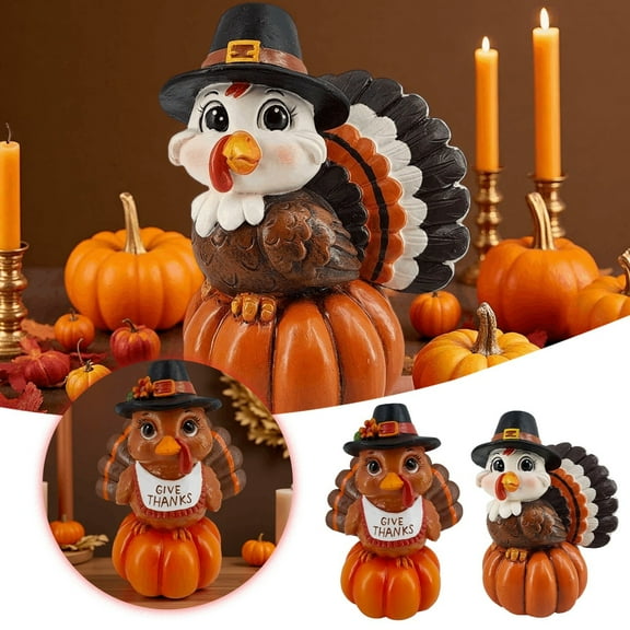 Thanksgiving Turkey & Pumpkin Resin Decor - Stunning Ornament for Holiday Parties & Festive Gatherings(B)