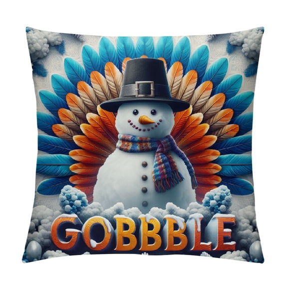 Thanksgiving Turkey Pumpkin Throw Pillow Covers, Happy Cushion Case for Sofa Couch
