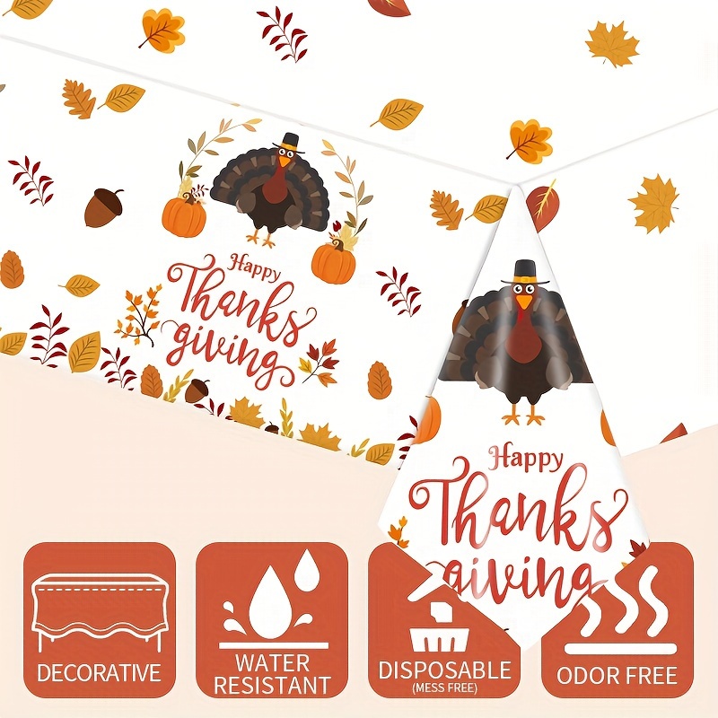 Thanksgiving Turkey and Pumpkin tablecloth 57"x108" singleuse