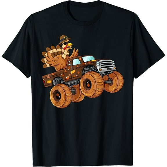 Thanksgiving Turkey Riding Monster Truck Boys T-Shirt