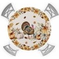 thumbnail image 1 of Thanksgiving Turkey Round Tablecloth Fitted Table Cover Decorations,Elastic Tablecloths Waterproof Outdoor Indoor Stretch Cloth Tablecover for Dinner,Party,Shower,Fall Pumpkin Leaves Sunflower 36-44IN, 1 of 6