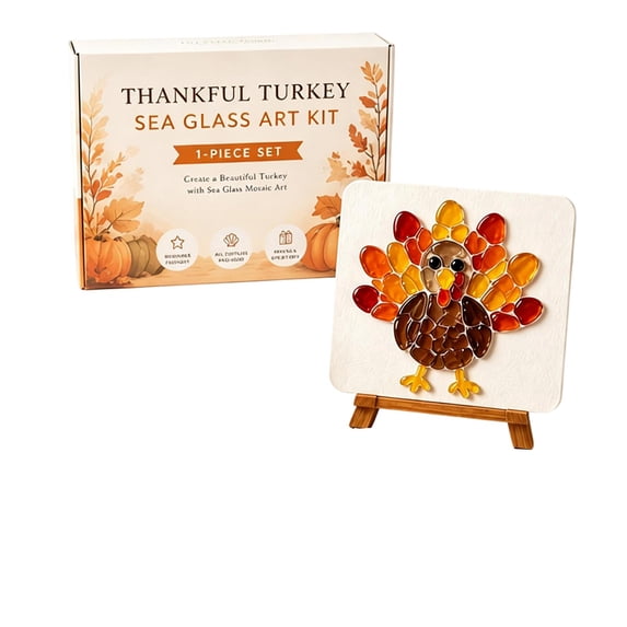 Thanksgiving Turkey Sea Glass Art Kit, Fall Mosaic Glass Pebble ...