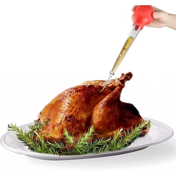 Thanksgiving Turkey Serving Set - Large Ceramic Turkey Platter & Turkey Baster Injector - Perfect for Holiday Dinners