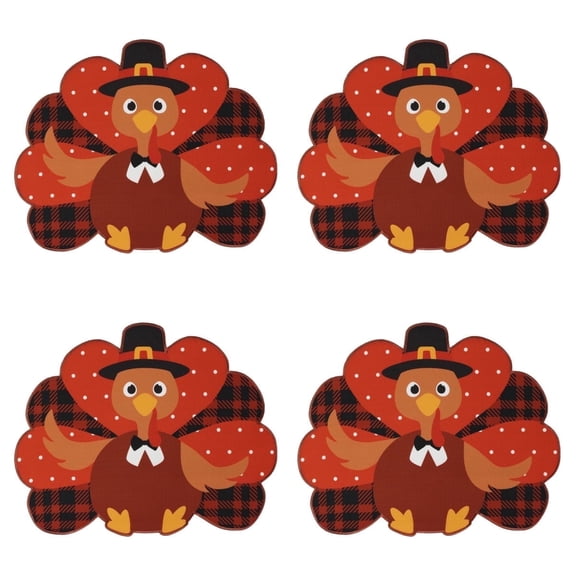 BVIEAKD Thanksgiving Placemats Set of 4, 16-inch Harvest Turkey Tablemats for Dining Table, Easy to Clean, Fall Placemats for Fall Autumn Thanksgiving Decorations